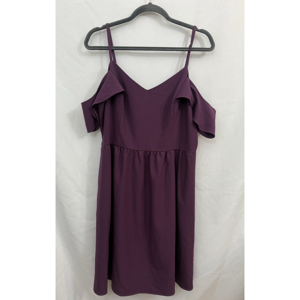 Truly Poppy Carlina Cold Shoulder Open Back‎ Dress Purple Womens Size L